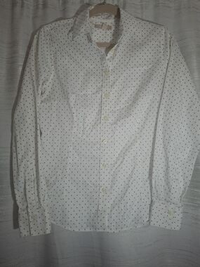Banana Republic Ivory Shirt with Black Micro Dots Size 8